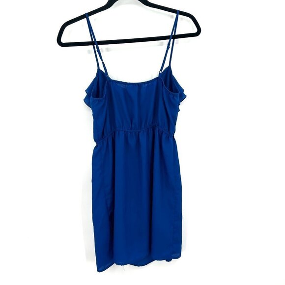 FOREVER 21 Royal Blue Super Lightweight Ruffle Neck Spaghetti Strap Dress Small - Picture 2 of 7